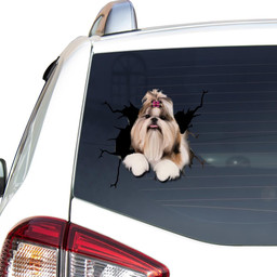 Shih Tzu Dog Breeds Dogs Puppy Crack Window Decal Custom 3d Car Decal Vinyl Aesthetic Decal Funny Stickers Cute Gift Ideas Ae11080 Car Vinyl Decal Sticker Window Decals, Peel and Stick Wall Decals