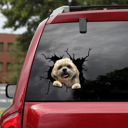 Shih Tzu Dog Breeds Dogs Puppy Crack Window Decal Custom 3d Car Decal Vinyl Aesthetic Decal Funny Stickers Cute Gift Ideas Ae11071 Car Vinyl Decal Sticker Window Decals, Peel and Stick Wall Decals 18x18IN 2PCS