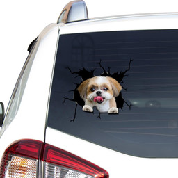Shih Tzu Dog Breeds Dogs Puppy Crack Window Decal Custom 3d Car Decal Vinyl Aesthetic Decal Funny Stickers Home Decor Gift Ideas Car Vinyl Decal Sticker Window Decals, Peel and Stick Wall Decals