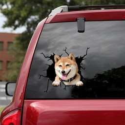 Shiba Inu Crack Window Decal Custom 3d Car Decal Vinyl Aesthetic Decal Funny Stickers Cute Gift Ideas Ae11065 Car Vinyl Decal Sticker Window Decals, Peel and Stick Wall Decals 18x18IN 2PCS