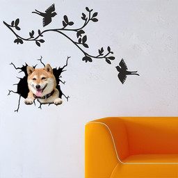 Shiba Inu Crack Window Decal Custom 3d Car Decal Vinyl Aesthetic Decal Funny Stickers Cute Gift Ideas Ae11065 Car Vinyl Decal Sticker Window Decals, Peel and Stick Wall Decals