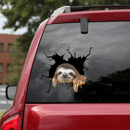 Sloth Crack Window Decal Custom 3d Car Decal Vinyl Aesthetic Decal Funny Stickers Home Decor Gift Ideas Car Vinyl Decal Sticker Window Decals, Peel and Stick Wall Decals 18x18IN 2PCS