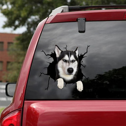 Siberian Husky Crack Window Decal Custom 3d Car Decal Vinyl Aesthetic Decal Funny Stickers Cute Gift Ideas Ae11089 Car Vinyl Decal Sticker Window Decals, Peel and Stick Wall Decals 18x18IN 2PCS