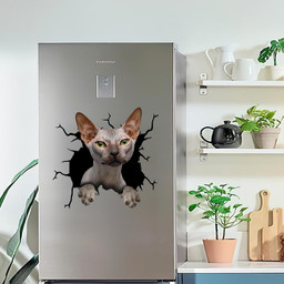Sphynx Cat Crack Window Decal Custom 3d Car Decal Vinyl Aesthetic Decal Funny Stickers Cute Gift Ideas Ae11106 Car Vinyl Decal Sticker Window Decals, Peel and Stick Wall Decals