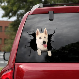 Siberian Husky Crack Window Decal Custom 3d Car Decal Vinyl Aesthetic Decal Funny Stickers Cute Gift Ideas Ae11090 Car Vinyl Decal Sticker Window Decals, Peel and Stick Wall Decals 18x18IN 2PCS