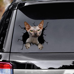 Sphynx Cat Crack Window Decal Custom 3d Car Decal Vinyl Aesthetic Decal Funny Stickers Cute Gift Ideas Ae11106 Car Vinyl Decal Sticker Window Decals, Peel and Stick Wall Decals