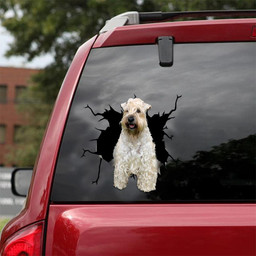 Soft Coated Wheaten Terriers Crack Window Decal Custom 3d Car Decal Vinyl Aesthetic Decal Funny Stickers Home Decor Gift Ideas Car Vinyl Decal Sticker Window Decals, Peel and Stick Wall Decals 18x18IN 2PCS