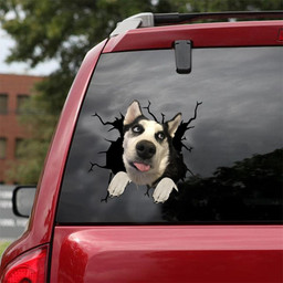 Siberian Husky Crack Window Decal Custom 3d Car Decal Vinyl Aesthetic Decal Funny Stickers Cute Gift Ideas Ae11088 Car Vinyl Decal Sticker Window Decals, Peel and Stick Wall Decals 18x18IN 2PCS