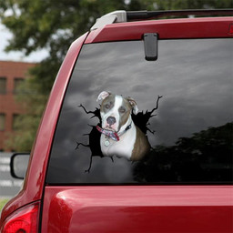 Staffordshire Bull Terrier Crack Sticker Funny Gifts Dog Lover Car Vinyl Decal Sticker Window Decals, Peel and Stick Wall Decals 18x18IN 2PCS