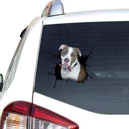 Staffordshire Bull Terrier Crack Sticker Funny Gifts Dog Lover Car Vinyl Decal Sticker Window Decals, Peel and Stick Wall Decals