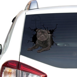 Staffordshire Bull Terrier Crack Window Decal Custom 3d Car Decal Vinyl Aesthetic Decal Funny Stickers Cute Gift Ideas Ae11112 Car Vinyl Decal Sticker Window Decals, Peel and Stick Wall Decals