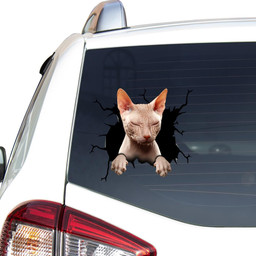 Sphynx Cat Crack Window Decal Custom 3d Car Decal Vinyl Aesthetic Decal Funny Stickers Cute Gift Ideas Ae11108 Car Vinyl Decal Sticker Window Decals, Peel and Stick Wall Decals
