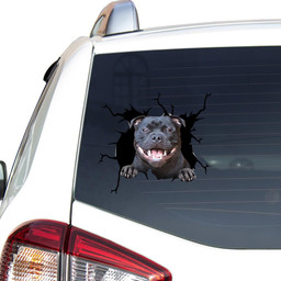 Staffordshire Bull Terrier Crack Window Decal Custom 3d Car Decal Vinyl Aesthetic Decal Funny Stickers Cute Gift Ideas Ae11119 Car Vinyl Decal Sticker Window Decals, Peel and Stick Wall Decals