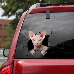 Sphynx Cat Crack Window Decal Custom 3d Car Decal Vinyl Aesthetic Decal Funny Stickers Cute Gift Ideas Ae11105 Car Vinyl Decal Sticker Window Decals, Peel and Stick Wall Decals 18x18IN 2PCS