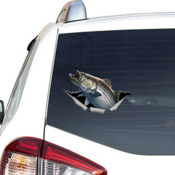 Striped Bass Crack Window Decal Custom 3d Car Decal Vinyl Aesthetic Decal Funny Stickers Home Decor Gift Ideas Car Vinyl Decal Sticker Window Decals, Peel and Stick Wall Decals