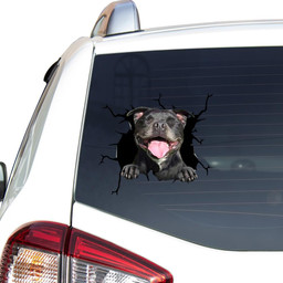 Staffordshire Bull Terrier Crack Window Decal Custom 3d Car Decal Vinyl Aesthetic Decal Funny Stickers Cute Gift Ideas Ae11131 Car Vinyl Decal Sticker Window Decals, Peel and Stick Wall Decals