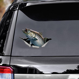 Striped Bass Crack Window Decal Custom 3d Car Decal Vinyl Aesthetic Decal Funny Stickers Home Decor Gift Ideas Car Vinyl Decal Sticker Window Decals, Peel and Stick Wall Decals