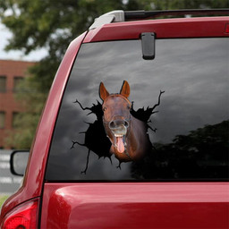 Thoroughbred Horse Crack Window Decal Custom 3d Car Decal Vinyl Aesthetic Decal Funny Stickers Cute Gift Ideas Ae11145 Car Vinyl Decal Sticker Window Decals, Peel and Stick Wall Decals 18x18IN 2PCS