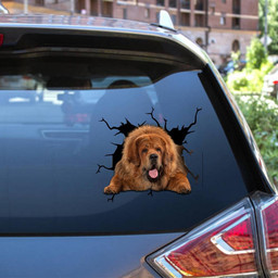 Tibetan Mastiff Crack Window Decal Custom 3d Car Decal Vinyl Aesthetic Decal Funny Stickers Home Decor Gift Ideas Car Vinyl Decal Sticker Window Decals, Peel and Stick Wall Decals 12x12IN 2PCS