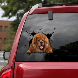 Tibetan Mastiff Crack Window Decal Custom 3d Car Decal Vinyl Aesthetic Decal Funny Stickers Home Decor Gift Ideas Car Vinyl Decal Sticker Window Decals, Peel and Stick Wall Decals 18x18IN 2PCS
