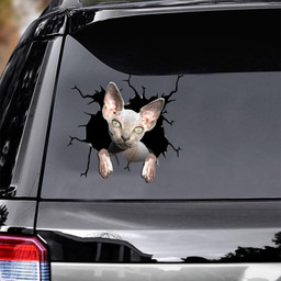 The Sphynx Crack Window Decal Custom 3d Car Decal Vinyl Aesthetic Decal Funny Stickers Home Decor Gift Ideas Car Vinyl Decal Sticker Window Decals, Peel and Stick Wall Decals