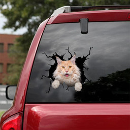 The Maine Coon Crack Window Decal Custom 3d Car Decal Vinyl Aesthetic Decal Funny Stickers Home Decor Gift Ideas Car Vinyl Decal Sticker Window Decals, Peel and Stick Wall Decals 18x18IN 2PCS