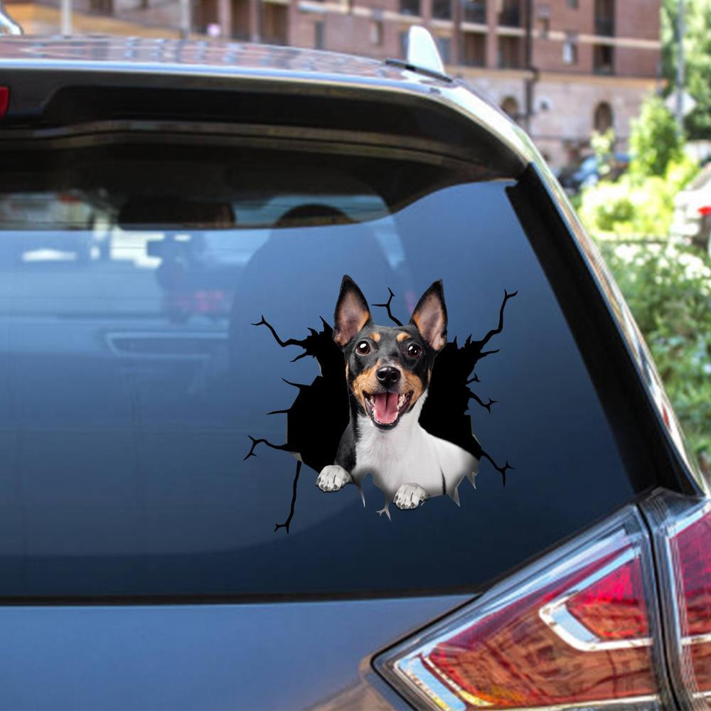 Toy Fox Terriers Crack Window Decal Custom 3d Car Decal Vinyl Aesthetic Decal Funny Stickers Home Decor Gift Ideas Car Vinyl Decal Sticker Window Decals, Peel and Stick Wall Decals 12x12IN 2PCS