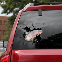 Trout Fish Crack Window Decal Custom 3d Car Decal Vinyl Aesthetic Decal Funny Stickers Home Decor Gift Ideas Car Vinyl Decal Sticker Window Decals, Peel and Stick Wall Decals 18x18IN 2PCS
