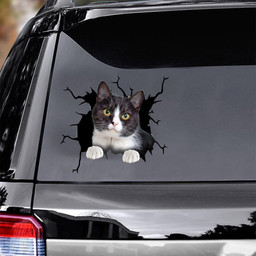 Tuxedo Cat Crack Window Decal Custom 3d Car Decal Vinyl Aesthetic Decal Funny Stickers Cute Gift Ideas Ae11164 Car Vinyl Decal Sticker Window Decals, Peel and Stick Wall Decals