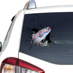 Trout Fishing Crack Window Decal Custom 3d Car Decal Vinyl Aesthetic Decal Funny Stickers Home Decor Gift Ideas Car Vinyl Decal Sticker Window Decals, Peel and Stick Wall Decals