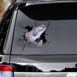 Trout Fishing Crack Window Decal Custom 3d Car Decal Vinyl Aesthetic Decal Funny Stickers Home Decor Gift Ideas Car Vinyl Decal Sticker Window Decals, Peel and Stick Wall Decals