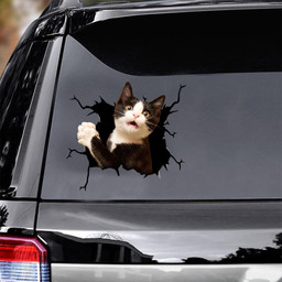 Tuxedo Cat Crack Window Decal Custom 3d Car Decal Vinyl Aesthetic Decal Funny Stickers Cute Gift Ideas Ae11167 Car Vinyl Decal Sticker Window Decals, Peel and Stick Wall Decals