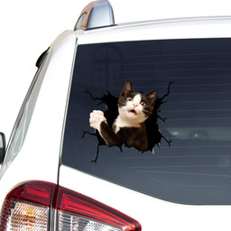 Tuxedo Cat Crack Window Decal Custom 3d Car Decal Vinyl Aesthetic Decal Funny Stickers Cute Gift Ideas Ae11167 Car Vinyl Decal Sticker Window Decals, Peel and Stick Wall Decals
