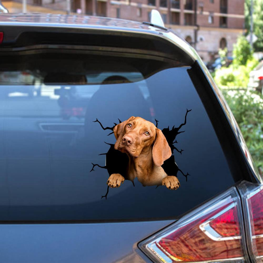 Vizsla Crack Window Decal Custom 3d Car Decal Vinyl Aesthetic Decal Funny Stickers Cute Gift Ideas Ae11175 Car Vinyl Decal Sticker Window Decals, Peel and Stick Wall Decals 12x12IN 2PCS