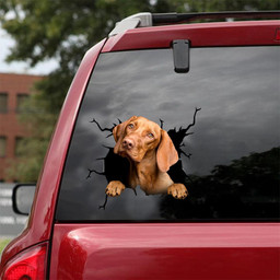 Vizsla Crack Window Decal Custom 3d Car Decal Vinyl Aesthetic Decal Funny Stickers Cute Gift Ideas Ae11175 Car Vinyl Decal Sticker Window Decals, Peel and Stick Wall Decals 18x18IN 2PCS