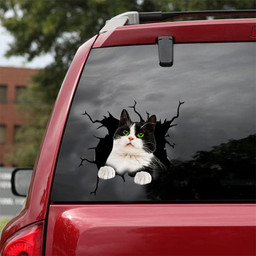 Tuxedo Cat Crack Window Decal Custom 3d Car Decal Vinyl Aesthetic Decal Funny Stickers Cute Gift Ideas Ae11165 Car Vinyl Decal Sticker Window Decals, Peel and Stick Wall Decals 18x18IN 2PCS