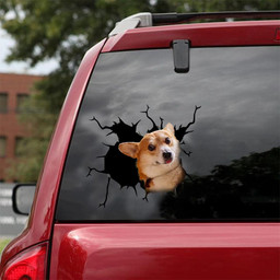 Welsh Corgi Crack Window Decal Custom 3d Car Decal Vinyl Aesthetic Decal Funny Stickers Cute Gift Ideas Ae11183 Car Vinyl Decal Sticker Window Decals, Peel and Stick Wall Decals 18x18IN 2PCS