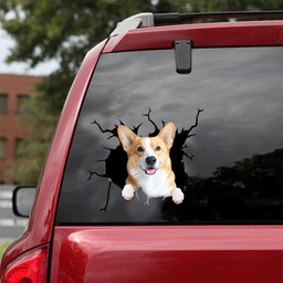 Welsh Corgi Crack Window Decal Custom 3d Car Decal Vinyl Aesthetic Decal Funny Stickers Home Decor Gift Ideas Car Vinyl Decal Sticker Window Decals, Peel and Stick Wall Decals 18x18IN 2PCS