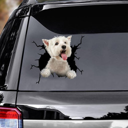 West Highland White Terrier Crack Window Decal Custom 3d Car Decal Vinyl Aesthetic Decal Funny Stickers Cute Gift Ideas Ae11188 Car Vinyl Decal Sticker Window Decals, Peel and Stick Wall Decals