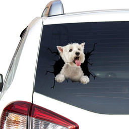 West Highland White Terrier Crack Window Decal Custom 3d Car Decal Vinyl Aesthetic Decal Funny Stickers Cute Gift Ideas Ae11188 Car Vinyl Decal Sticker Window Decals, Peel and Stick Wall Decals