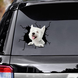 West Highland White Terrier Crack Window Decal Custom 3d Car Decal Vinyl Aesthetic Decal Funny Stickers Cute Gift Ideas Ae11189 Car Vinyl Decal Sticker Window Decals, Peel and Stick Wall Decals