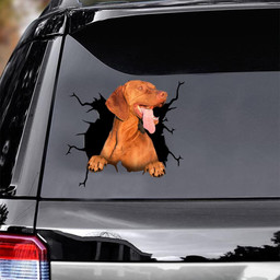 Vizsla Dog Crack Vinyl Decal For Boat Likeable Custom Engraved Gifts Car Vinyl Decal Sticker Window Decals, Peel and Stick Wall Decals