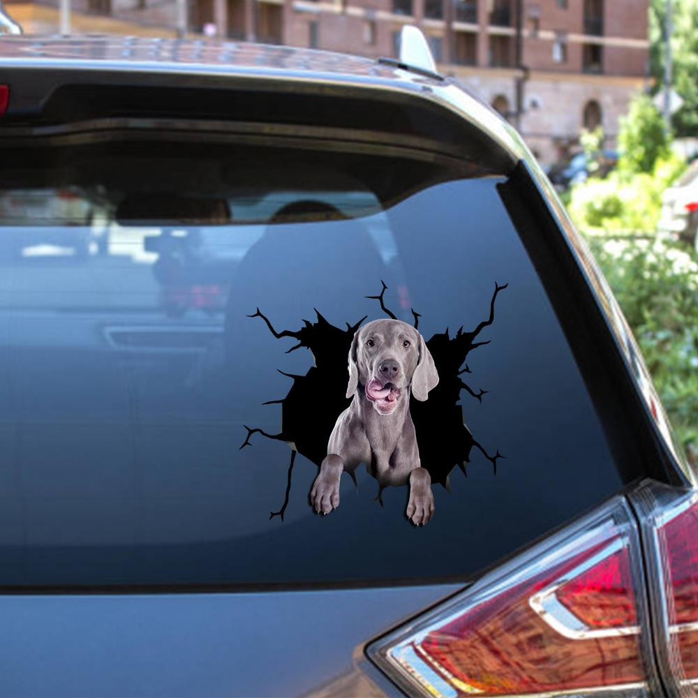 Weimaraner Crack Window Decal Custom 3d Car Decal Vinyl Aesthetic Decal Funny Stickers Home Decor Gift Ideas Car Vinyl Decal Sticker Window Decals, Peel and Stick Wall Decals 12x12IN 2PCS