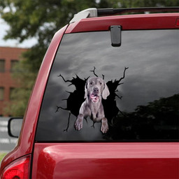 Weimaraner Crack Window Decal Custom 3d Car Decal Vinyl Aesthetic Decal Funny Stickers Home Decor Gift Ideas Car Vinyl Decal Sticker Window Decals, Peel and Stick Wall Decals 18x18IN 2PCS