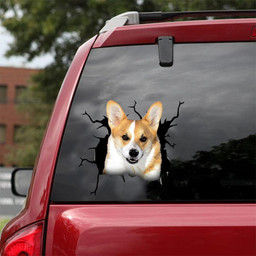 Welsh Corgi Dog Crack Sticker Funny For Mother Day.Png Car Vinyl Decal Sticker Window Decals, Peel and Stick Wall Decals 18x18IN 2PCS