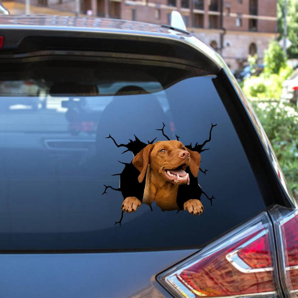 Vizsla Crack Window Decal Custom 3d Car Decal Vinyl Aesthetic Decal Funny Stickers Cute Gift Ideas Ae11174 Car Vinyl Decal Sticker Window Decals, Peel and Stick Wall Decals 12x12IN 2PCS