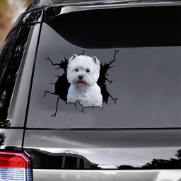 Westie Crack Window Decal Custom 3d Car Decal Vinyl Aesthetic Decal Funny Stickers Home Decor Gift Ideas Car Vinyl Decal Sticker Window Decals, Peel and Stick Wall Decals