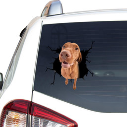 Vizsla Crack Window Decal Custom 3d Car Decal Vinyl Aesthetic Decal Funny Stickers Cute Gift Ideas Ae11176 Car Vinyl Decal Sticker Window Decals, Peel and Stick Wall Decals