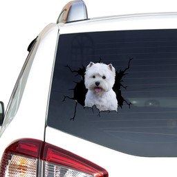 Westie Crack Window Decal Custom 3d Car Decal Vinyl Aesthetic Decal Funny Stickers Home Decor Gift Ideas Car Vinyl Decal Sticker Window Decals, Peel and Stick Wall Decals