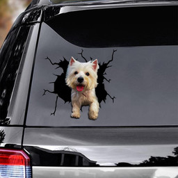 West Highland White Terrier Crack Window Decal Custom 3d Car Decal Vinyl Aesthetic Decal Funny Stickers Cute Gift Ideas Ae11191 Car Vinyl Decal Sticker Window Decals, Peel and Stick Wall Decals